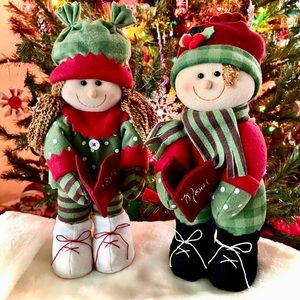 NEW Avon Carolers Musical Stuffed Figurines, Set of 2, Boy Sings Deck The Halls